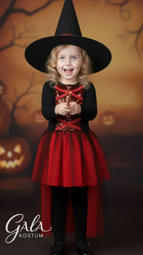 Kırmızı Hollowen Kız Çocuk Kostümü 