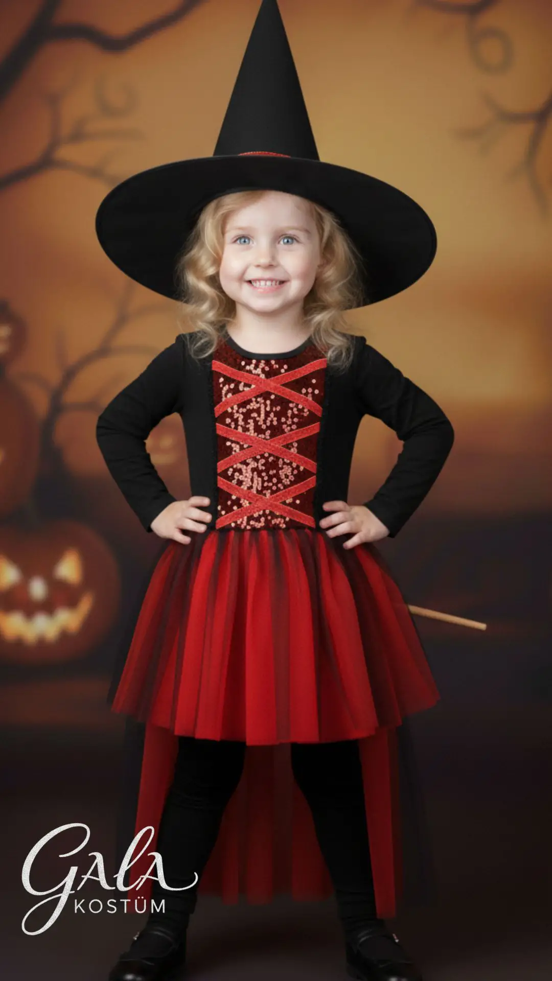 Kırmızı Hollowen Kız Çocuk Kostümü 