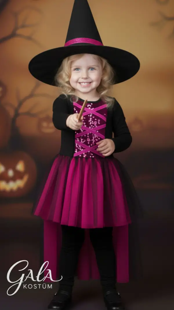 Fuşya Hollowen Kız Çocuk Kostümü 