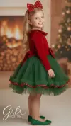 Kadife Pileli Yılbaşı Kız Çocuk Kostümü