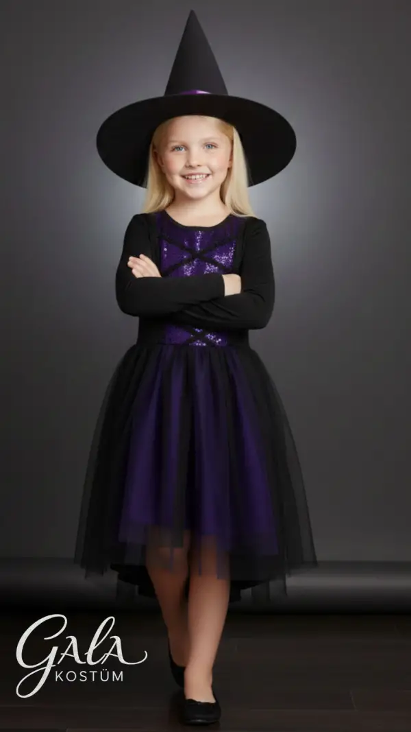 Mor Hollowen Kız Çocuk Kostümü 